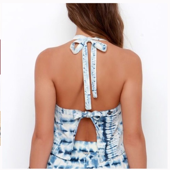 Billabong Festival Vibes Blue Tie-Dye Halter Top - Picture 3 of 10